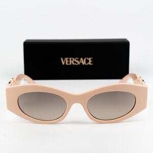 NEW Versace VE4480U 54946I Nude Brown Mirror  Oval Unisex Sunglasses